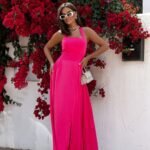 Robe Longue Fendue Rose Ete Rose Xs S