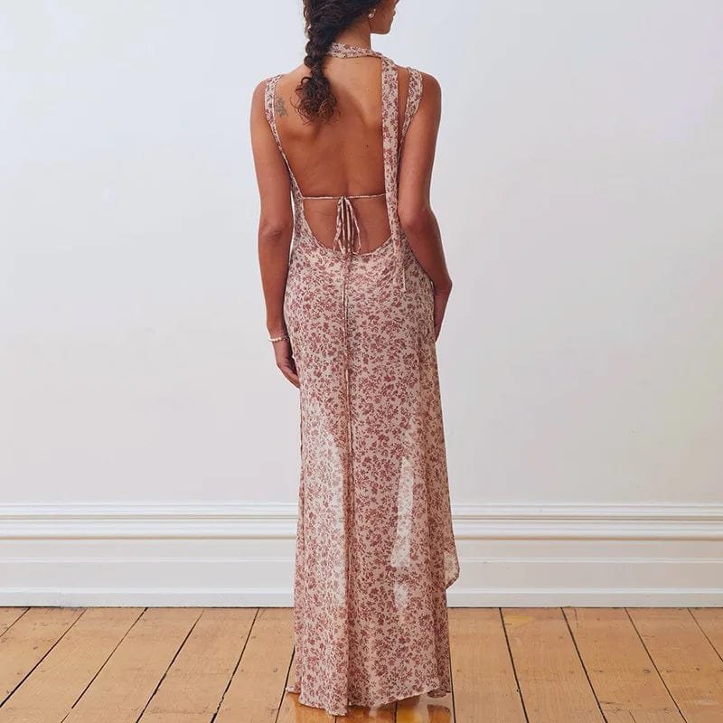 Robe Longue Fleurie Dos Nu 2