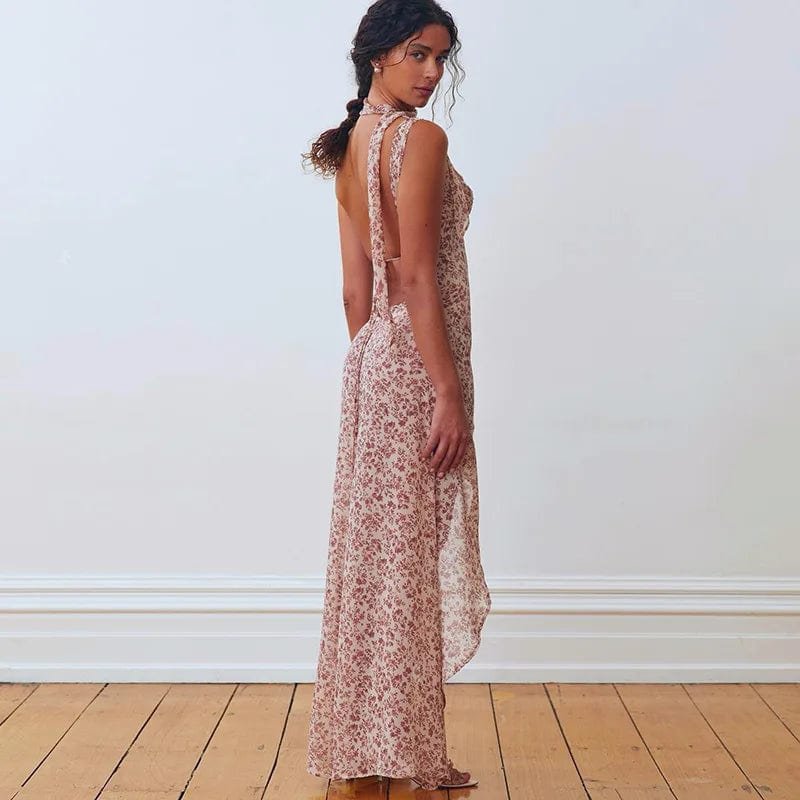 Robe Longue Fleurie Dos Nu 3