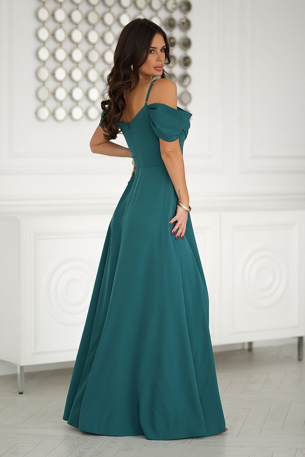 Robe Longue Fluide Chic Bretelles Tombantes Fendue 2