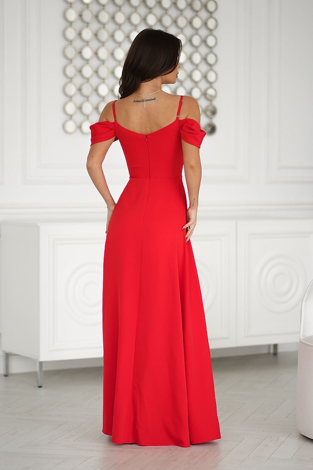 Robe Longue Fluide Chic Bretelles Tombantes Fendue 5