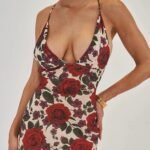 Robe Longue Imprimee De Roses Rouges 2