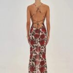 Robe Longue Imprimee De Roses Rouges 3