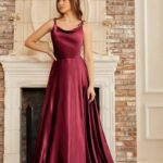 Robe Longue Invitee De Mariage Fendue Bordeaux 32