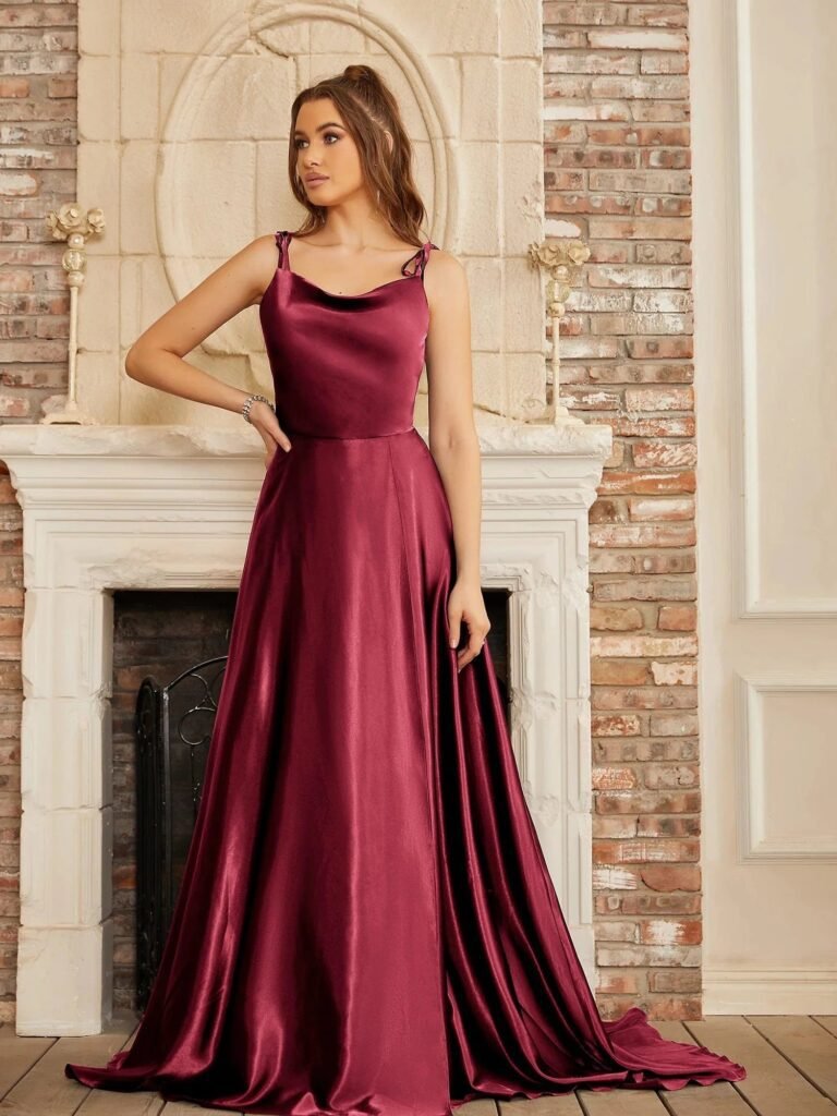 Robe Longue Invitee De Mariage Fendue Bordeaux 32