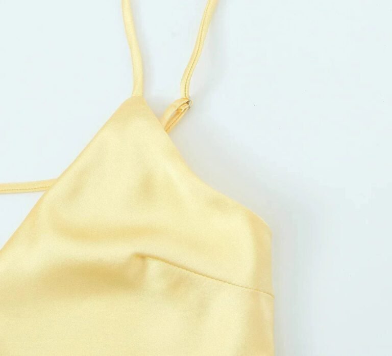 Robe Longue Jaune Dos Nu Satinee 2