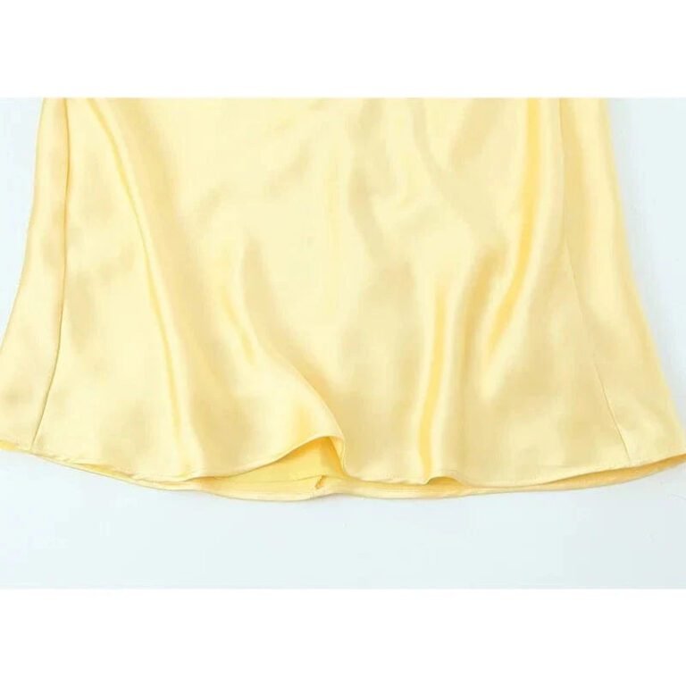 Robe Longue Jaune Dos Nu Satinee 3