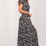 Robe Longue Noire Et Blanche Manches Courtes
