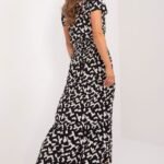 Robe Longue Noire Et Blanche Manches Courtes 2