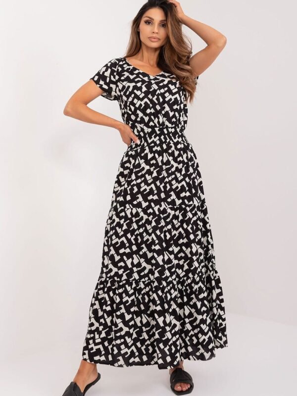 Robe Longue Noire Et Blanche Manches Courtes Noir Et Blanc S