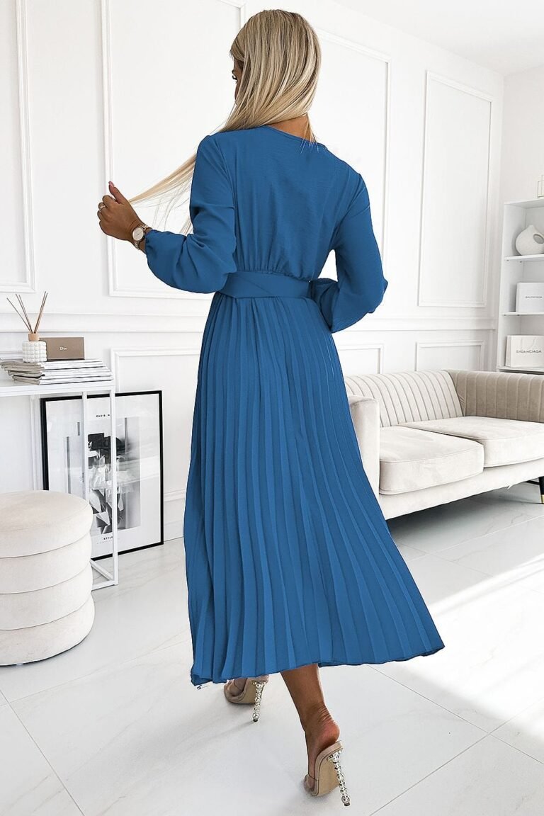 Robe Longue Plissee Fluide Manches Longues 7