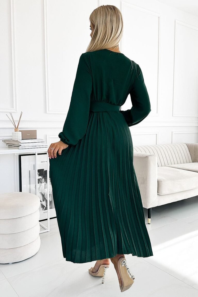 Robe Longue Plissee Fluide Manches Longues 9