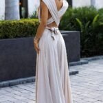 Robe Longue Transformable De Couleur Beige