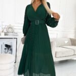 Robe Manche Longue Verte Longue Plissee Vert Taille Unique