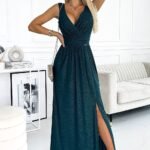 Robe Maxi Scintillante Verte Vert Xs