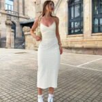 Robe Midi Blanche Pour Ete Dos Nu Moulante Blanc S