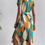 Robe Midi Coloree A Manches Courtes 2