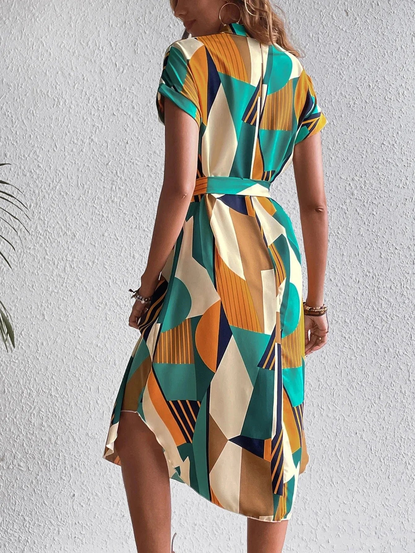 Robe Midi Coloree A Manches Courtes 2
