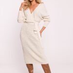 Robe Midi En Maille Avec Dos Plongeant Blanc Taille Unique