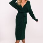 Robe Midi En Maille Avec Dos Plongeant Vert Taille Unique