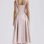 Robe Midi Evasee Fleurie Col Carre 4