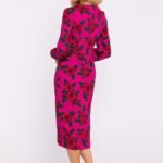Robe Midi Motif Fleuri Encolure Carree