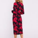 Robe Midi Motif Fleuri Encolure Carree 2