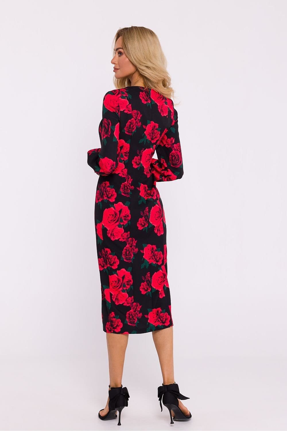 Robe Midi Motif Fleuri Encolure Carree 2