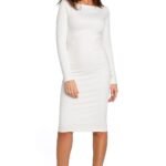 Robe Midi Moulante Manches Longues Blanc S