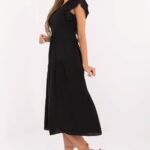 Robe Midi Noire Fluide Manches Volants 2