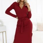 Robe Midi Rouge A Manches Longues Rouge Taille Unique