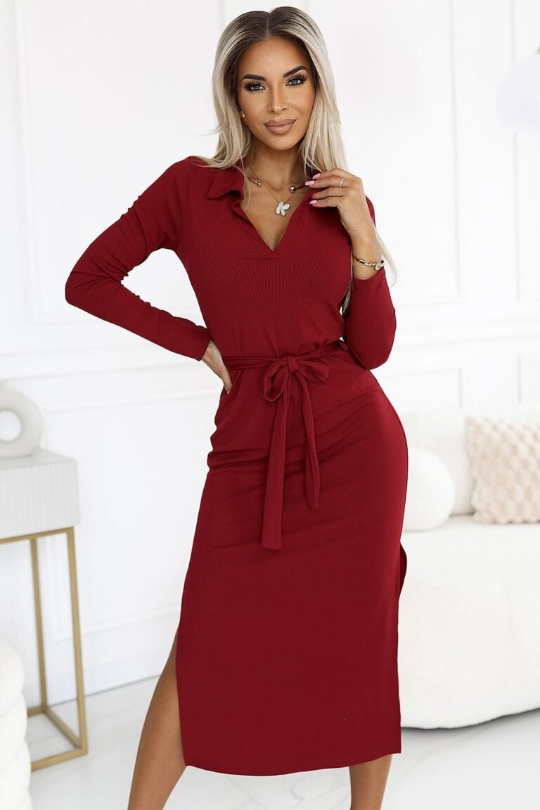 Robe Midi Rouge A Manches Longues Rouge Taille Unique