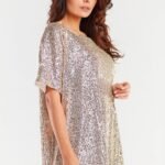 Robe Mini A Paillettes Dorees 2