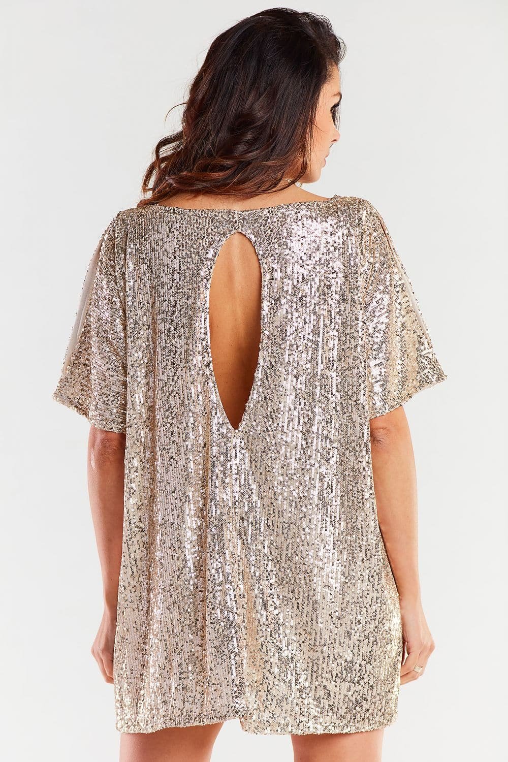 Robe Mini A Paillettes Dorees 4