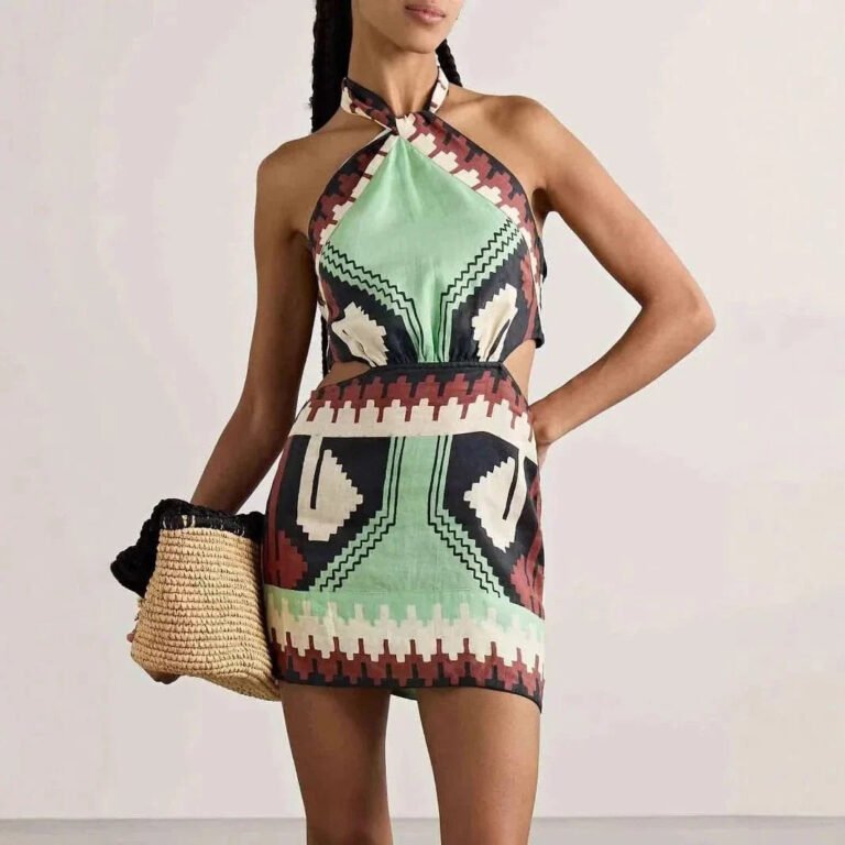 Robe Mini Boheme Dos Nu Sexy Multicouleur S
