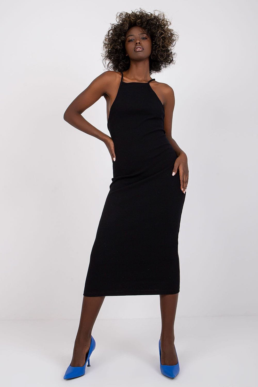 Robe Moulante Midi Dos Nu Soiree Chic Noir S