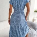 Robe Plissee A Fleurs Et Ceinture A Nouer 9
