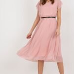 Robe Plissee Rose Poudre Midi 2