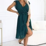 Robe Plissee Verte Sans Manches