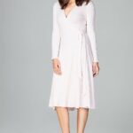Robe Portefeuille Blanche Midi Manches Longues