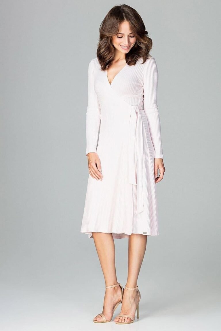 Robe Portefeuille Blanche Midi Manches Longues