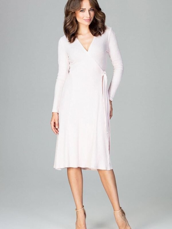 Robe Portefeuille Blanche Midi Manches Longues S