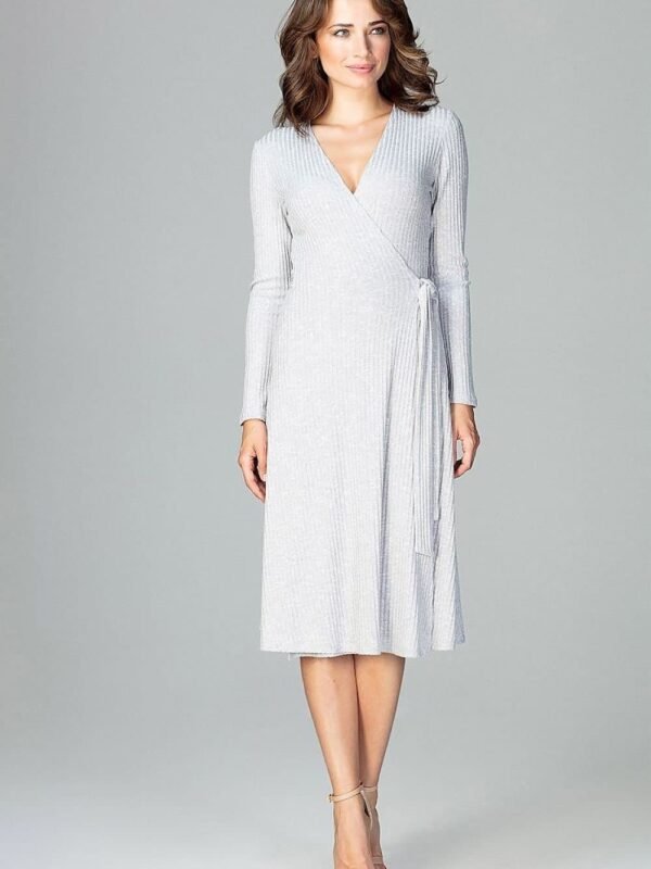 Robe Portefeuille Midi Grise S