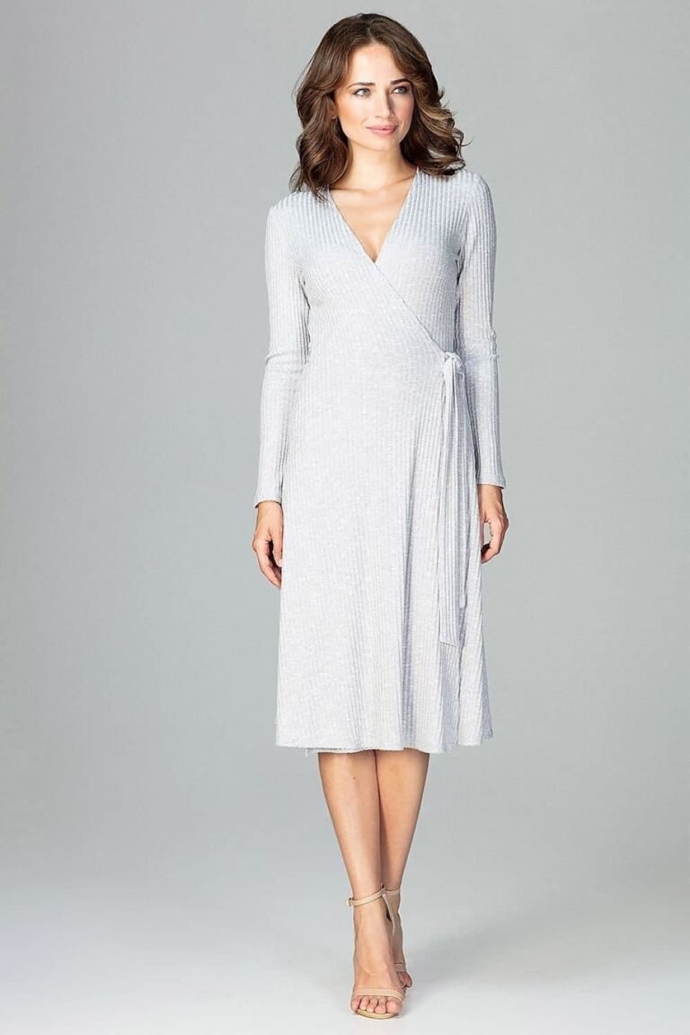 Robe Portefeuille Midi Grise S