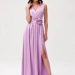 Robe Pour Invitee Au Mariage Longue Sans Manches Lilas 34