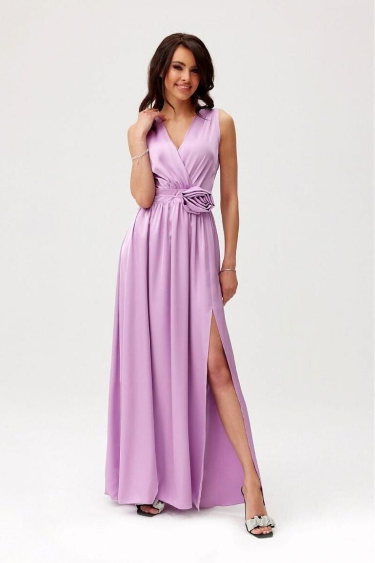 Robe Pour Invitee Au Mariage Longue Sans Manches Lilas 34