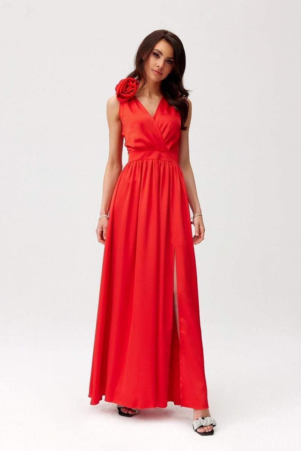 Robe Pour Invitee Au Mariage Longue Sans Manches Rouge 34