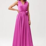 Robe Pour Invitee Au Mariage Longue Sans Manches Violet 34
