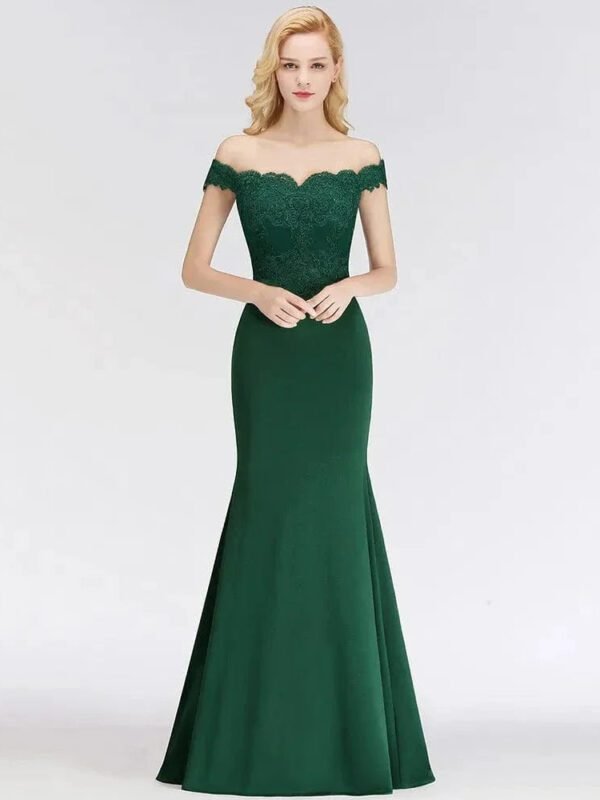 Robe Pour Mariage Invite Chic Epaules Denudees Vert 32