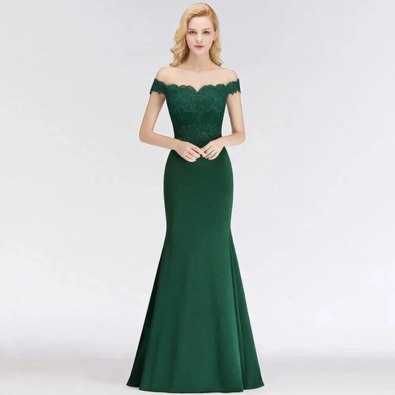 Robe Pour Mariage Invite Chic Epaules Denudees Vert 32